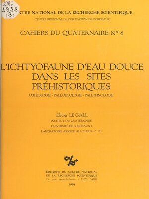 cover image of L'ichtyofaune d'eau douce dans les sites préhistoriques